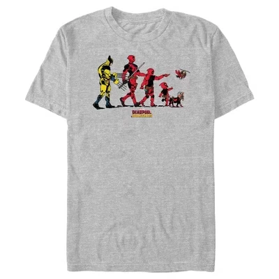Мужская футболка Deadpool & Wolverine, эволюция, серая