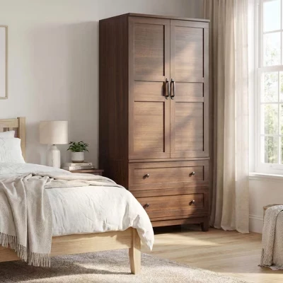Гардероб COZONY 183 см, 2 двери, 2 ящика, коричневый