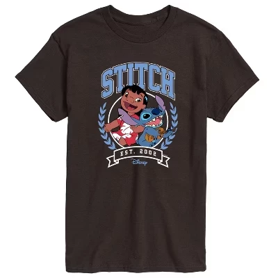 Мужская футболка Stitch Collegiate Group с коротким рукавом и графическим рисунком коричневого цвета