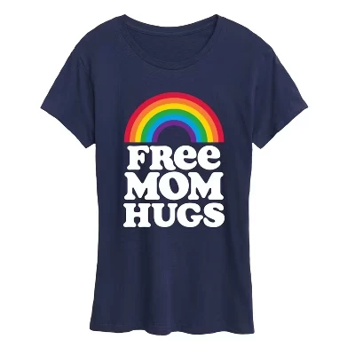 Женская футболка с коротким рукавом Pride Free Mom Hugs с графическим рисунком темно-синего цвета