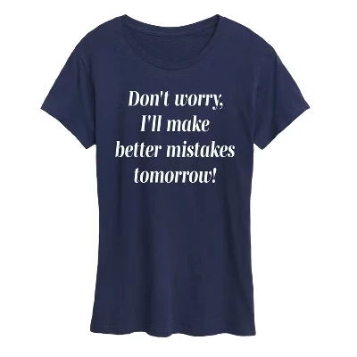 Женская футболка Instant Message Mistakes Tomorrow, синяя