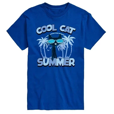 Мужская летняя футболка Cool Cat с коротким рукавом и рисунком королевского синего цвета