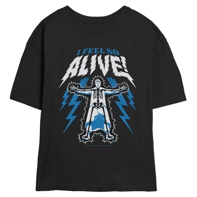 Женская футболка Juniors Womens Wednesday I Feel So Alive с цитатой черный