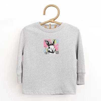Футболка с рисунком Bunny Square Distressed - для малышей с длинным рукавом серого цвета