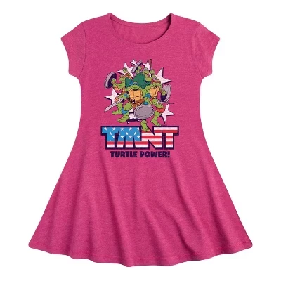 Платье Turtle Power Americana Fit & Flair с коротким рукавом и графичным принтом цвета Хизер фуксия