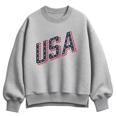 Женский свитшот Instant Message USA Letters, серый меланж