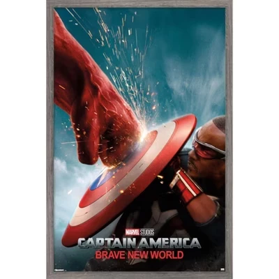 Marvel Captain America: Дивный Новый мир - Настенный плакат в рамке на один лист с принтом barnwood