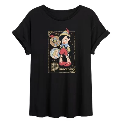 Женская футболка оверсайз Disney «Пиноккио», черная