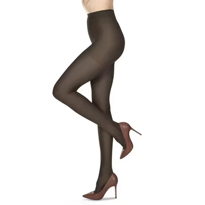 Женские колготки Memoi Soft Sheen Crystal Sheer Control Top весом 12 денье, черные