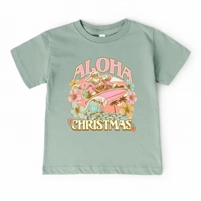 Aloha Christmas Surfing Santa - Футболка для малышей с коротким рукавом и рисунком морской пены