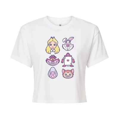 Women's -  - Character Face Grid Cropped Graphic T-Shirt white