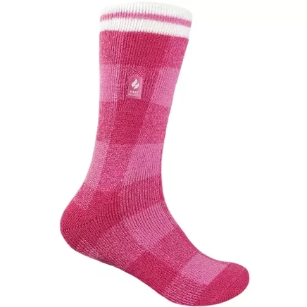 Kids' Ella LITE™ Plaid Slipper Sock 3-6.5 / pink
