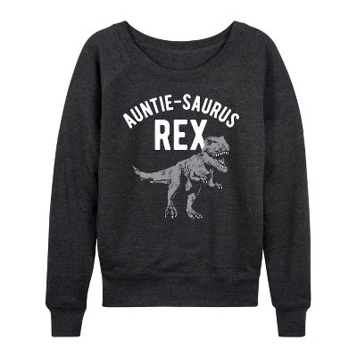Женская легкая французская махровая рубашка Auntie-Saurus с широким вырезом и длинными рукавами и графическим рисунком heather charcoal