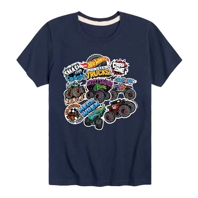 Детская футболка Hot Wheels Monster Truck Stickers, синяя