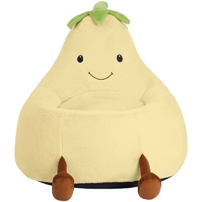 Cute Kids' Bean Bag Chair – Уютное акцентное кресло и односпальный диван-кресло для малышей, малышей и подростков, Мягкий искусственный мех кролика, Детский диван бежевого цвета