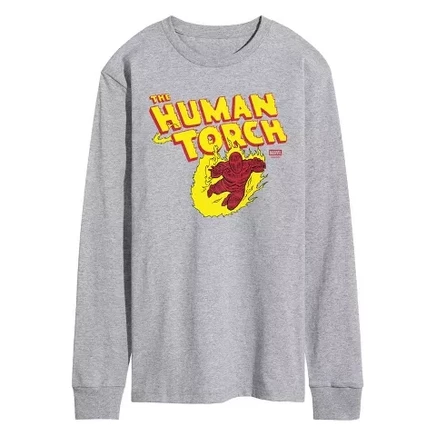 Мужской лонгслив Marvel «Человек-факел», серый