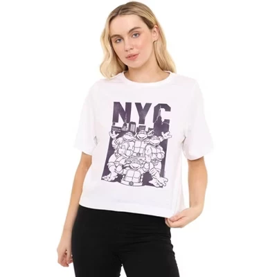 Женская укороченная футболка свободного кроя Tmnt Nyc Turtles, белая