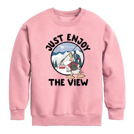 Just Enjoy The View Graphic Long Sleeve Fleece Sweatshirt mauve