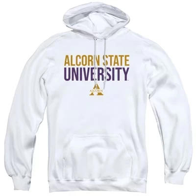 Мужская официальная толстовка с капюшоном Alcorn State University, белая