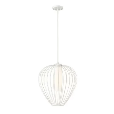 Подвеска Savanti 1-Light - Современная матовая черная сталь с рассеивателем из опалового стекла, 18 