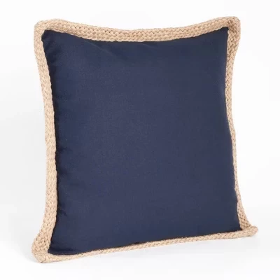 Подушка SARO LIFESTYLE 51×51 см джутовая с пухом, синяя