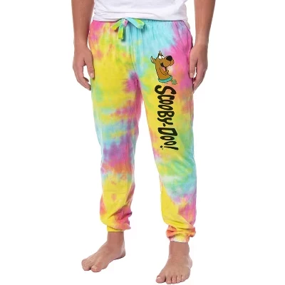 Мужское телешоу Cartoon Tie-Dye Jogger Пижамные штаны для бега трусцой для взрослых Разноцветные, многоцветные