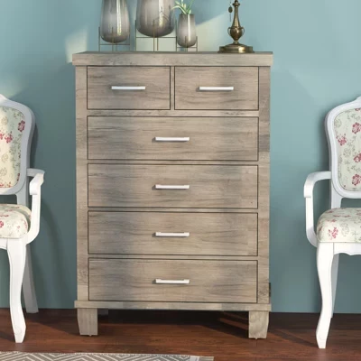 Комод SunnyFurn, 6 ящиков, 114 см, серый