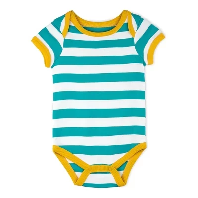 Боди с коротким рукавом из 100% органического хлопка в бирюзовую полоску Baby Fair Trade