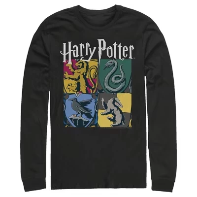 Мужской лонгслив Harry Potter «Факультеты» чёрный