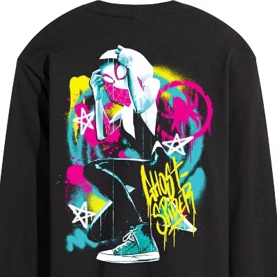 Men's -  - Ghost Spider Spray Paint Long Sleeve Graphic T-Shirt black