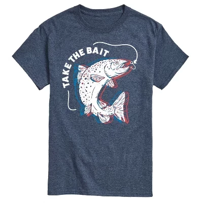 Мужская футболка с коротким рукавом и рисунком Take The Bait Fish синего цвета