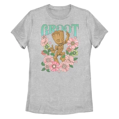 Женская футболка Marvel:  Groot Flower Dance, спортивная футболка heather