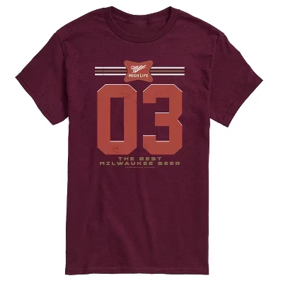 Мужская футболка с коротким рукавом и рисунком The Best Milwaukee Beer Jersey темно-бордового цвета.