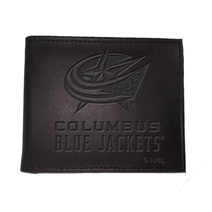 Evergreen NHL Columbus Blue Jackets Черный кожаный двойной кошелек с официальной лицензией и подарочной коробкой