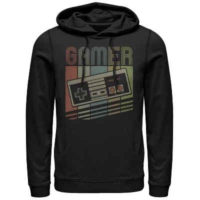 Мужская толстовка с капюшоном в стиле ретро NES Gamer Controller черного цвета