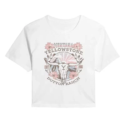 Женская укороченная футболка с рисунком Montana Skull Dutton Ranch, белая