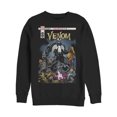 Мужская толстовка с ворсом Venom Lethal Protector черного цвета