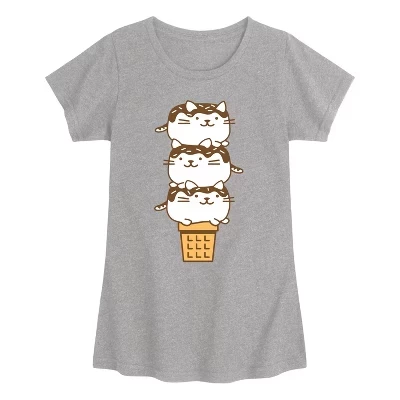 Приталенная футболка с коротким рукавом и рисунком в виде конуса мороженого Kawaii heather grey