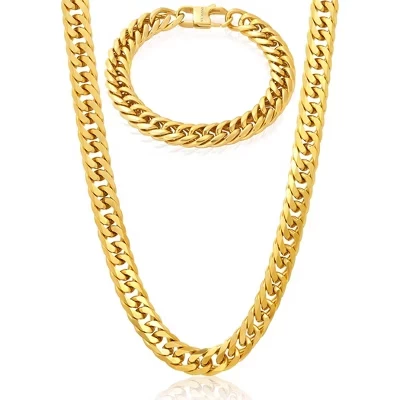Комплект мужских браслетов и колье Invicta Jewelry с двойной снаряженной цепочкой из золота