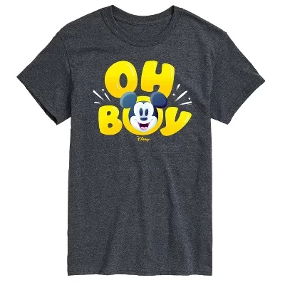Мужская футболка с коротким рукавом Oh Boy Mickey Face с графическим рисунком heather charcoal