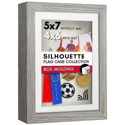 рамка Shadow Box 5x7 с небьющимся стеклом - Используется как рамка 4x6 с матовым покрытием или как рамка 5x7 без матового покрытия, коллекция Silhouette - Driftwood
