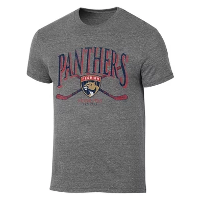 Мужская серая трехцветная футболка Florida Panthers с коротким рукавом