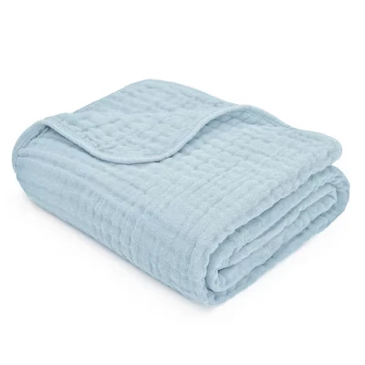 Детское одеяло Comfy Cubs муслиновое 102×102 см, голубое