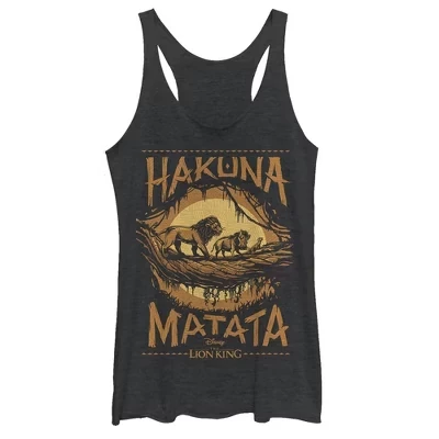 Женская спортивная майка Lion King Hakuna Matata Jungle Trio Racerback черного цвета
