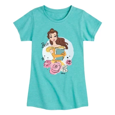 Футболка для девочек Disney Princess Белль, бирюзовая