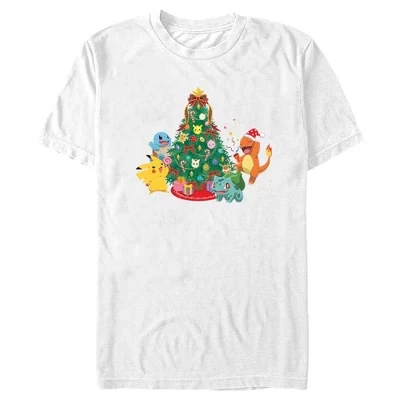 Мужская футболка Pokemon Christmas Tree Characters, белая