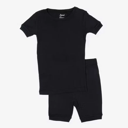Однотонная короткая пижама Leveret Kids из двух частей хлопка синего цвета