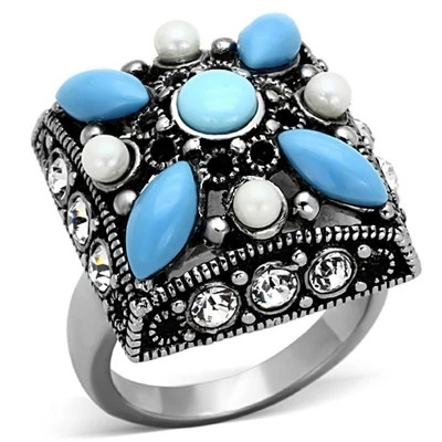 Женское кольцо SlickBlue с бирюзой, синее, р. 5–10