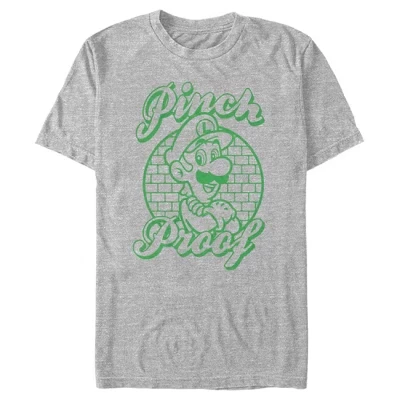 Мужская футболка Super Mario St. Patrick's Day с защитой от защемления Luigi athletic heather