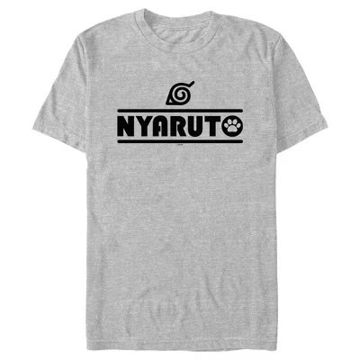 Мужская футболка Naruto Nyaruto Bold Logo, серый меланж